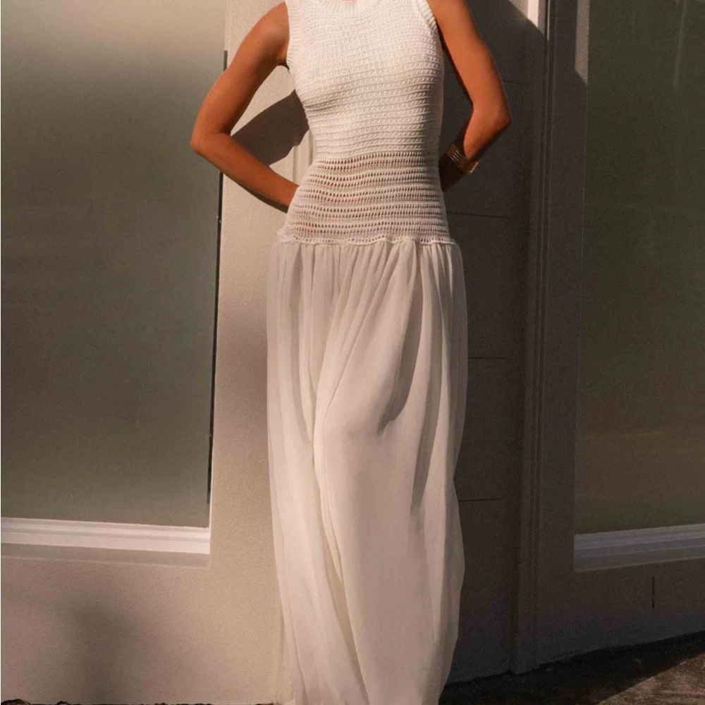 Peppermayo White Crochet Maxi Dress